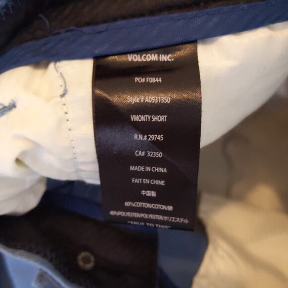 Volcom Men's 40 Monty Shorts Blue Casual Cotton Blend Chino Flat Front - Picture 5 of 10